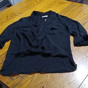 L'AGENCE Womens Shirt XS / T SHEER BLACK Blouse Extra Small NEW Long Sleeve